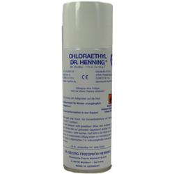 Eine Sprühdose mit Beschriftung zur Anwendung von Chlorethyl auf der Haut.