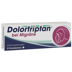 Verpackung von Dolortriptan, einem Medikament gegen Migräne.